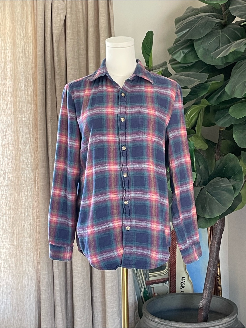 Brandy Melville Multicolor Plaid Flannel Shirt